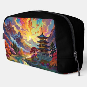 Trousse De Toilette Pagode et Paysage Coloré
