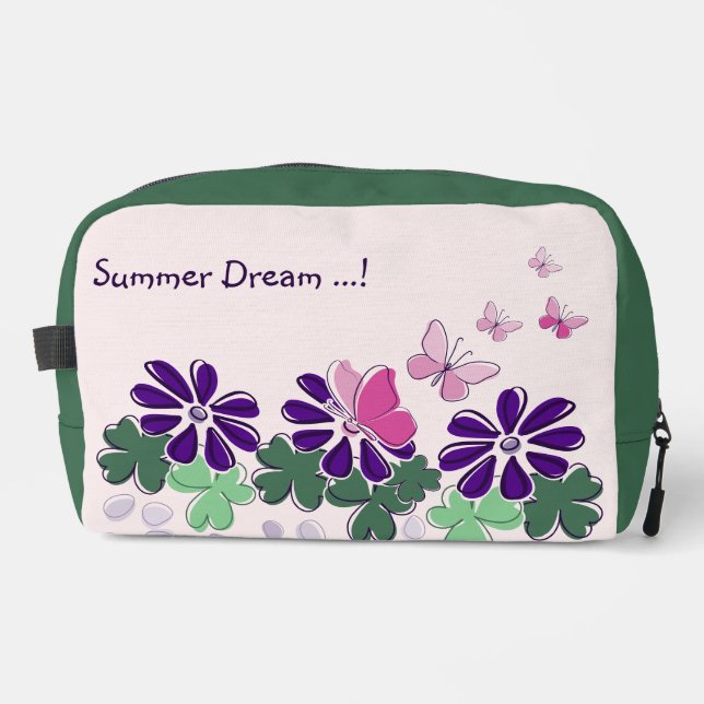Trousse De Toilette Papillons rose vert pourpre Nom du gribouillage (Recto)