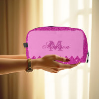Parties scintillant rose fille zigzag, monogramme,