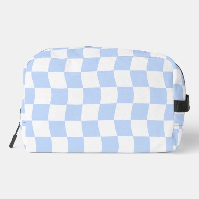 Trousse De Toilette Pastel Blue White Retro Checkerboard Pattern Bag (Verso)