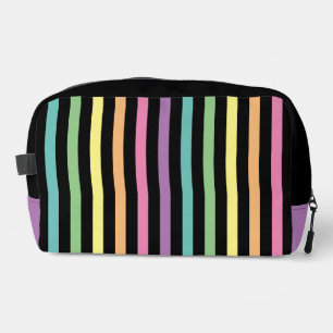 Trousse De Toilette Pastel Rainbow Stripes Motif sur Noir