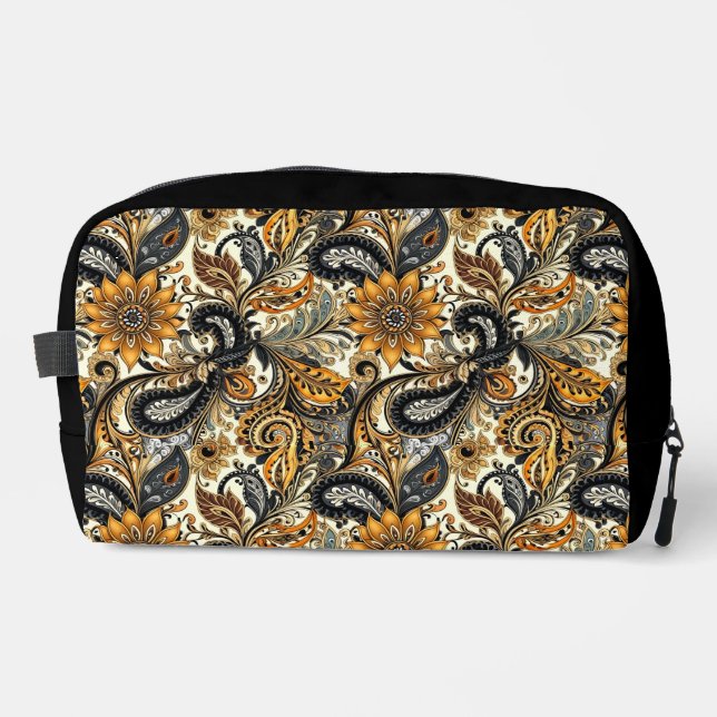 Trousse De Toilette Paysley noir et jaune  (Recto)