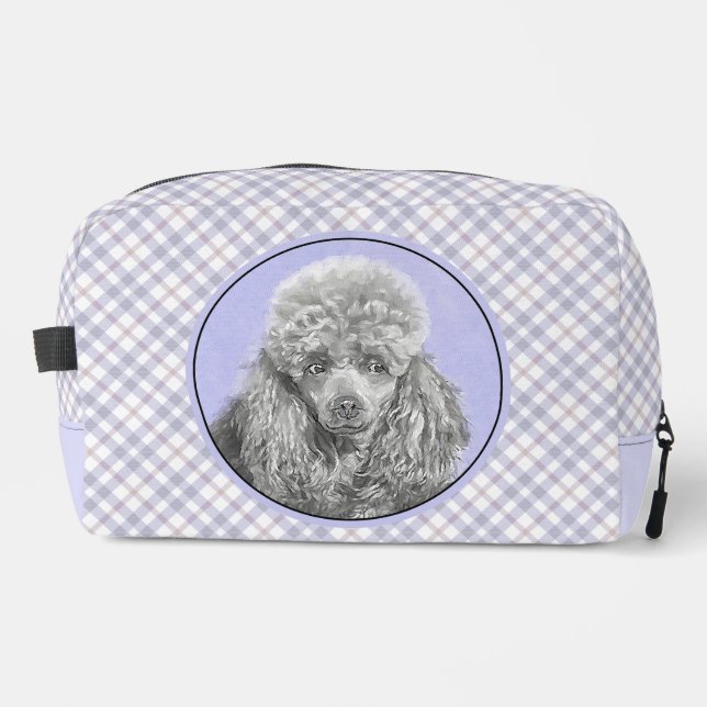 Trousse De Toilette Peinture de caniche Jouet miniature Argent Gris Ch (Recto)