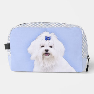 Trousse De Toilette Peinture maltaise Bleu Bow mignonne Art Chien orig