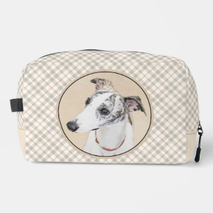 Trousse De Toilette Peinture Whippet Brindle Blanc Original Chien Art