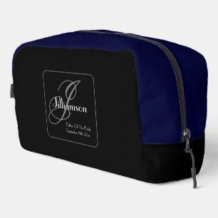 Trousse De Toilette Père De Mariée Cadeau Élégant Monogramme Chic Noir