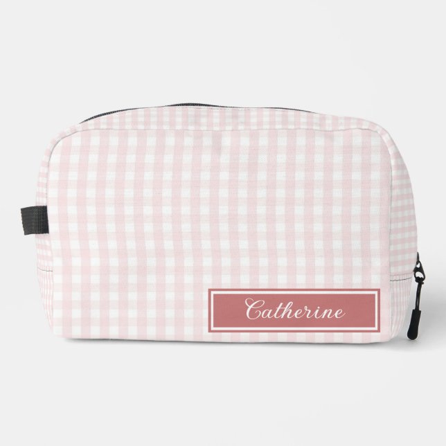 Trousse De Toilette Pink Gingham Cute Plaid Cosmetic Pretty (Recto)