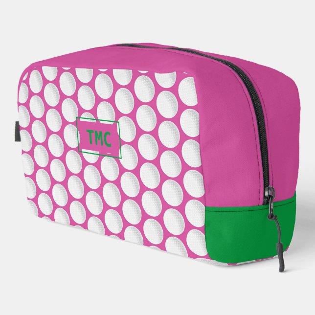 Trousse De Toilette Pink Ladies Golf INITIALS Green Preppy Fun (Coin droit)