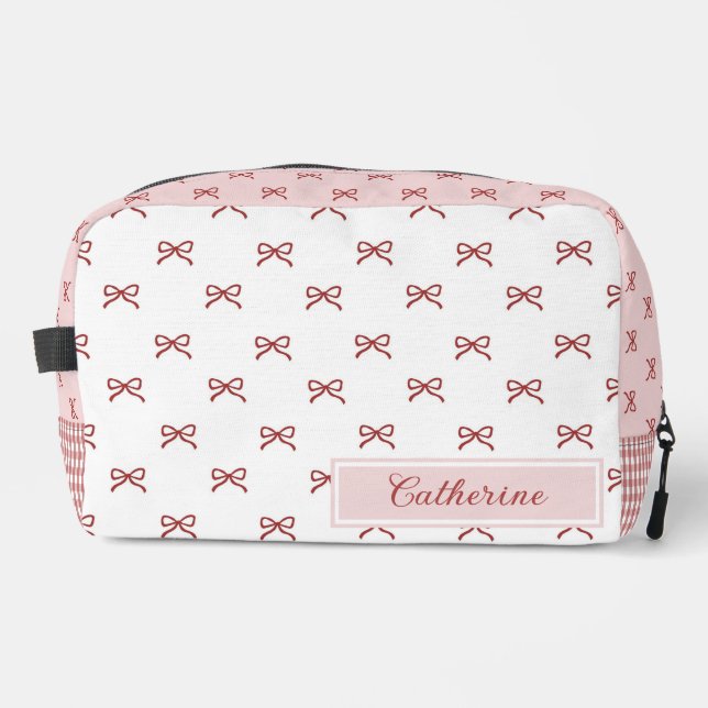 Trousse De Toilette Pink & Red Bow Pattern Gingham Coquette Cosmetic  (Recto)