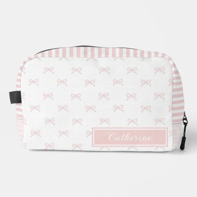 Trousse De Toilette Pink Stripe Bow Pattern Gingham Coquette Cosmetic  (Recto)