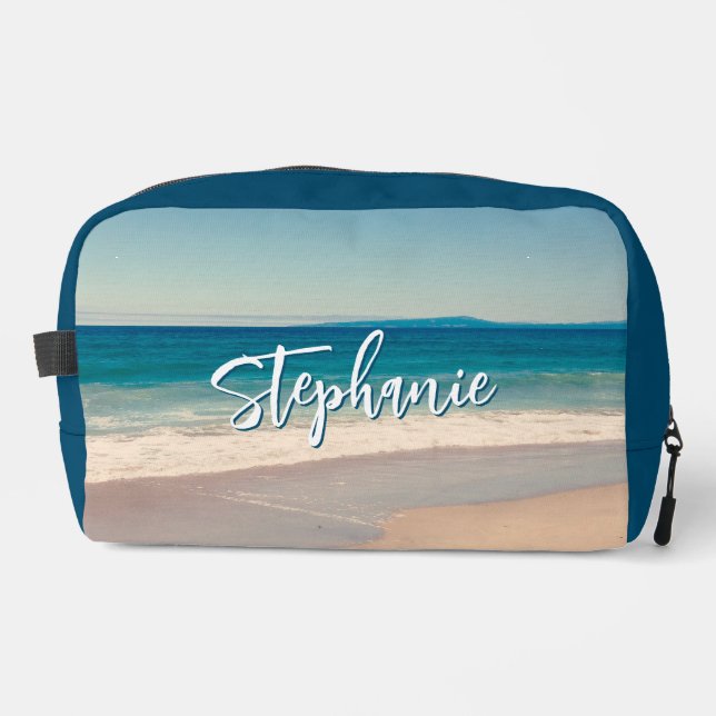 Trousse De Toilette Plage personnalisée Photo Ocean Blue (Recto)