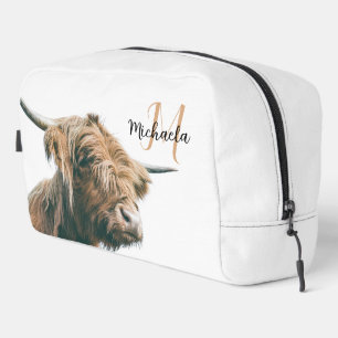 Trousse De Toilette Portrait de vache Highland nom personnalisé monogr