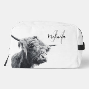 Trousse De Toilette Portrait de vache Highland premier monogramme noir