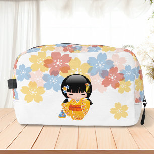 Trousse De Toilette Poupée d'été Kokeshi - Kimono Jaune Geisha Girl