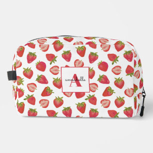 Trousse De Toilette Premier nom du monogramme du motif de fraises