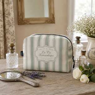 Trousse De Toilette Rayures de campagne française sauge apaisée   Rust