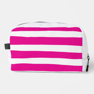 Trousse De Toilette Rayures inégales en magenta et blanc