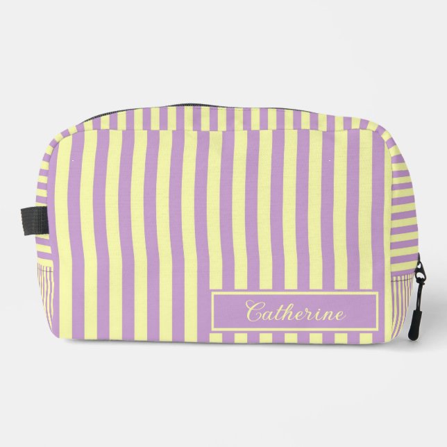 Trousse De Toilette Rayures Violettes et Jaunes Abstrait Rétro Joli (Recto)