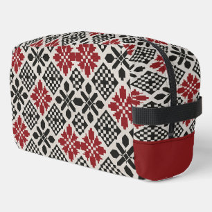 Trousse De Toilette Rouge noir blanc géométrique Keffiyeh Motif folklo