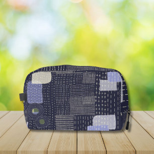 Trousse De Toilette sashiko japonais coutures ressemblant à un motif