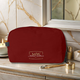 Trousse De Toilette Script de nom de monogramme or blanc rouge