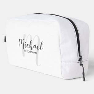 Trousse De Toilette Script moderne Personnalisé Groomsman Monogramme N