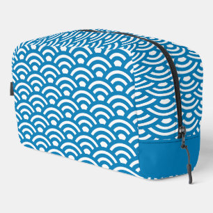 Trousse De Toilette Seigaiha, Vagues, Japonais, Bleu et Blanc