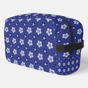 Trousse De Toilette simple floral solide bleu motif rétro petit flowe