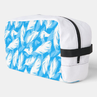 Trousse De Toilette Sophisticated Feather Design On A Bright Blue