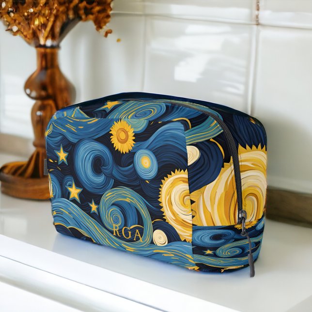 Trousse De Toilette Starry Night Rencontre Sunflowers Van Gogh Mashup (Starry Night Meets Sunflowers Van Gogh Mashup Dopp Kit bags from Ricaso. Add monogram initials)