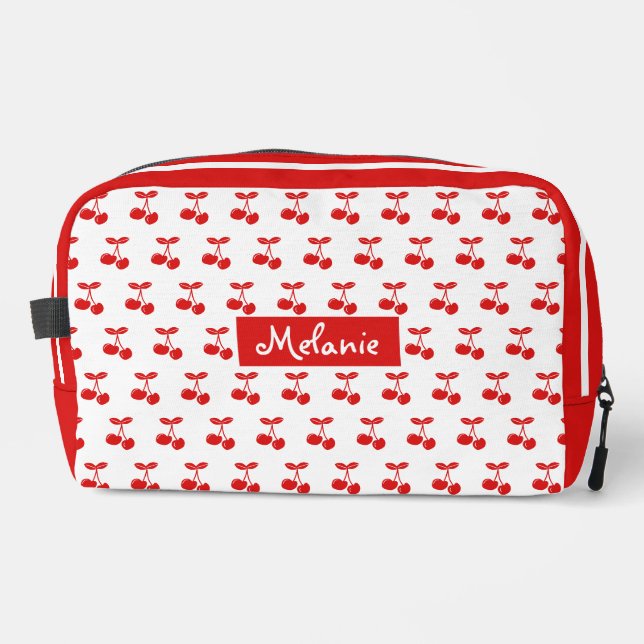 Trousse De Toilette Sweet Cherry Motif Rouge et blanc Personnalisé (Recto)