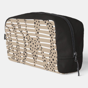 Trousse De Toilette Taches et Rayures 2 - Taupe, Noir et Blanc