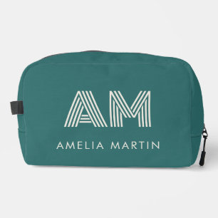 Trousse De Toilette Tapisserie Moderne Alexandrite Sarcelle Monogramme