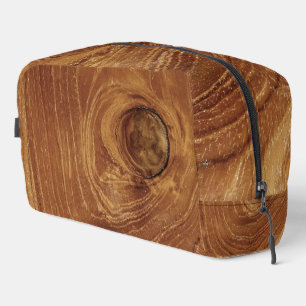 Trousse De Toilette Teak Rustique Grain de Bois Brun Motif Photo de la