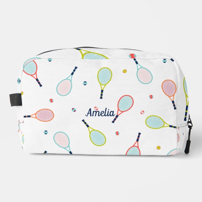 Trousse De Toilette Tennis Nom personnalisé Pink Green Blue personnali (Recto)