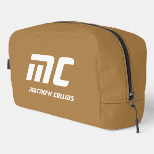 Trousse De Toilette Texte de nom de monogramme beige uni simple pour l