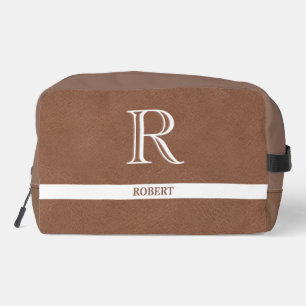 Trousse De Toilette Tissu en cuir Brown Triage Monogramme blanc Nom