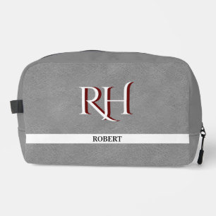 Trousse De Toilette Tissu en cuir gris Trier Personnalisé Nom du monog