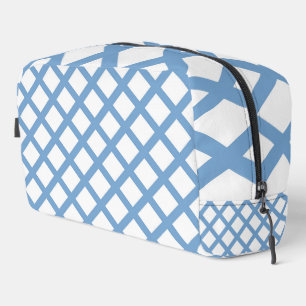 Trousse De Toilette Toile de motif diamant arlequin bleu blanc