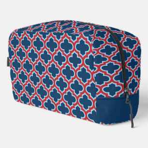 Trousse De Toilette Trellis marocain bleu et rouge, treillis, Quatrefo