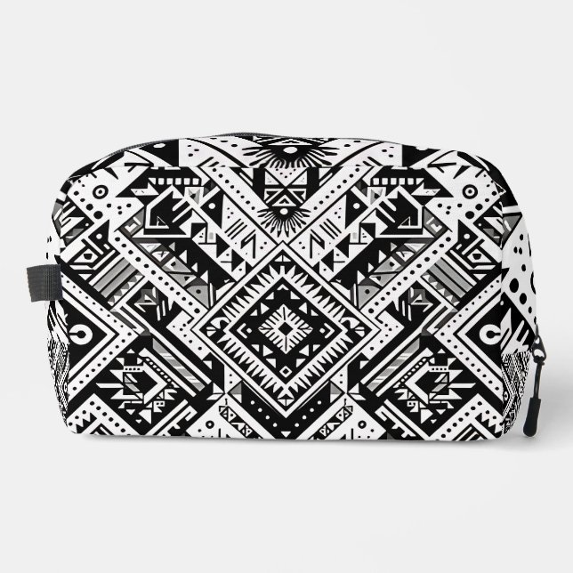 Trousse De Toilette Tribal monochrome - Symétrie en gras en noir (Recto)