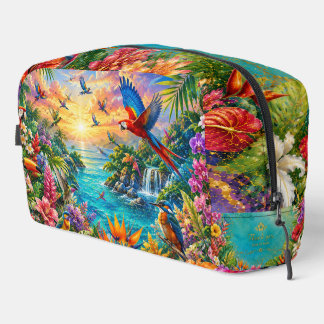 Trousse De Toilette Tropical Birds Dopp Kit | Colorful Floral Toiletry