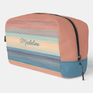 Trousse De Toilette Turquoise Aqua Blue Peach Orange Watercolor