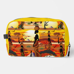 Trousse De Toilette Une belle femme africaine Silhouette sur les solei