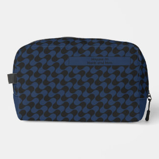 Trousse De Toilette Vagues abstraites bleues et noires avec texte