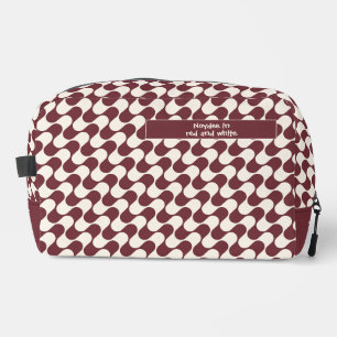 Trousse De Toilette Vagues abstraites rouges et blanches avec texte
