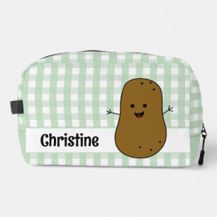 Trousse De Toilette Vert En vichy Brown Pomme de terre personnalisée