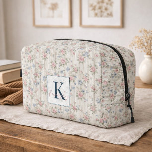 Trousse De Toilette Vintage Rustique Shabby Chic Floral sur Bois Maiso