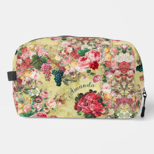 Trousse De Toilette Vintage shabby chic roses et vase jaune