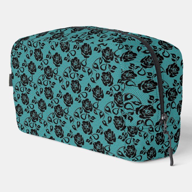 Trousse De Toilette Vos couleurs Faux Black Lace Fishnet Turquoise (Coin droit)